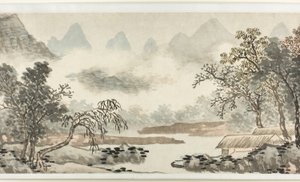 Chmury nad rzeką przed deszczem 溪雲欲雨圖 autorstwa Shen Zhou