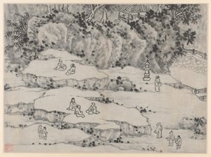 Dwanaście widoków na Tiger Hill, Suzhou: The Nodding Stone Terrace, Tiger Hill..., po 1490 r.
