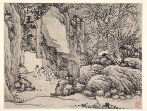 Dwanaście widoków na Tiger Hill, Suzhou: The Sword Spring, Tiger Hill autorstwa Shen Zhou