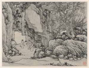 Dwanaście widoków Tiger Hill, Suzhou: The Sword Spring, Tiger Hill, po 1490 r. autorstwa Shen Zhou