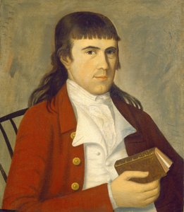 Portret mężczyzny w czerwieni, c. 17851790. autorstwa Sherman Limner