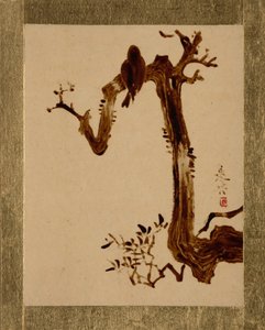 Wrona na drzewie. autorstwa Shibata Zeshin