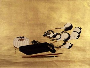 Inro, pędzle i główki marionetek, japoński autorstwa Shibata Zeshin
