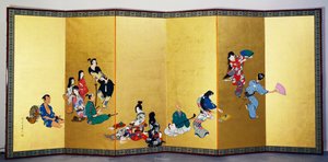 Cztery eleganckie rozrywki – muzyka, gra w Go autorstwa Shibata Zeshin