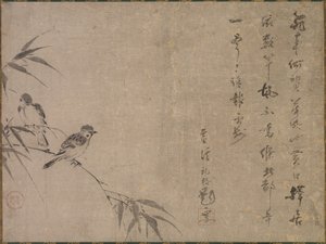 Wróble i Bambus, od połowy do końca XVI wieku. autorstwa Shiken Seidō