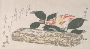 Kwiat Kamelii i Yokan rodzaj galaretki z fasoli Owinięte w Bambusową Skórę, 1811., 1811. autorstwa Shinsai