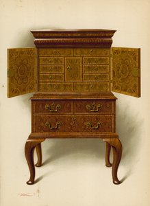 Gabinet Orzechowy, własność Edwarda Denta (chromolitho) autorstwa Shirley Charles Llewellyn Slocombe