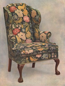 Krzesło orzechowe obszyte haftem, 1905 autorstwa Shirley Charles Llewellyn Slocombe