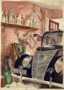 Samochód w garażu, ok. 1950. autorstwa Shirley Markham