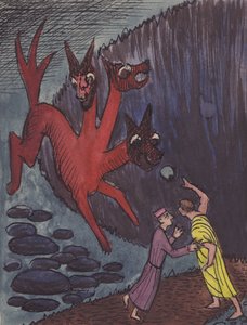 Dante i Virgil z trójgłowym potworem, 1951. autorstwa Shirley Markham
