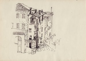 Dom z mansardowym dachem, Włochy, ok. 1950 r. autorstwa Shirley Markham