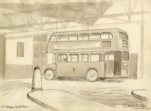 „L.T. Garaż, Chalk Farm”, 1950. autorstwa Shirley Markham
