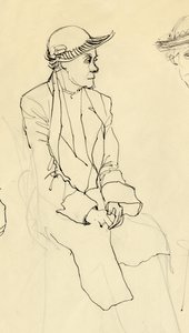 Siedząca kobieta w kapeluszu, 1953. autorstwa Shirley Markham