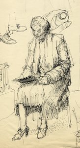 Siedząca kobieta czytająca, 1953. autorstwa Shirley Markham