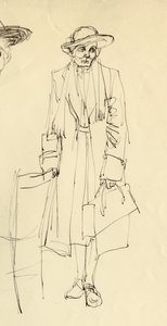 Stojąca kobieta w kapeluszu, 1953. autorstwa Shirley Markham