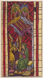 Zwiastowanie św. Annie, fragment witrażu, 1951. autorstwa Shirley Markham