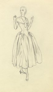Kobieta w sukience z wąską talią, ok. 1952 r. autorstwa Shirley Markham