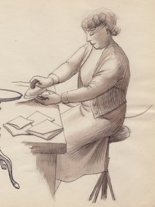 Prasująca kobieta, 1951. autorstwa Shirley Markham