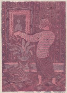 Kobieta podlewająca rośliny, ok. 1951 r. autorstwa Shirley Markham
