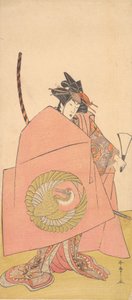 Niezidentyfikowany aktor w akcie Onna Woman Shibaraku Wait-a-Moment, ca. 1780. autorstwa Shunsho