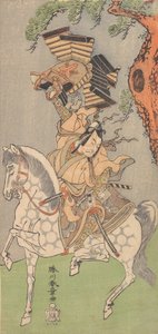 Ichikawa Danjuro V jako wojownik dosiadający szarego konia, 1771. autorstwa Shunsho