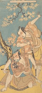 Scena z dramatu Otokoyama Yunzei Kurabe, 12. miesiąc, 1768. autorstwa Shunsho
