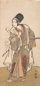Stojąca postać aktora z rodu Ichikawa, prawdopodobnie Danjuro IV, 1726-1792. autorstwa Shunsho