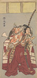 Aktor Ichikawa Danjuro V, ubrany w obszernych ceremonialnych spodniach Nagabakama,..., 1726-1