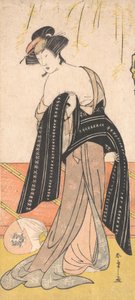 Aktor Nakamura Riko jako Oiran Wiążący Obi, ca. 1779.