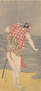 Aktor Otani Hiroemon III jako Człowiek gotowy do brodzenia w morzu z wyciągniętym mieczem, ca. 1775. autorstwa Shunsho