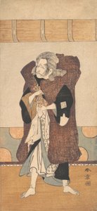 Piąty Ichikawa Danjuro jako staruszek z długimi siwymi włosami, ca. 1773.