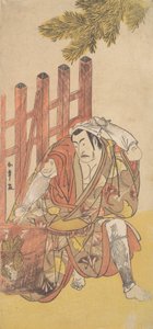 Czwarty Matsumoto Koshiro jako wyjęty spod prawa Patrząc na drewnianą ninsogaki, ca. 1779-83. autorstwa Shunsho