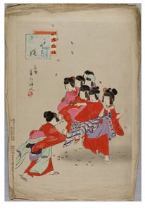 Taniec panieński z cyklu Zwyczaje i maniery dzieci, ok. 1896-1897 (drewno na papierze) autorstwa Shuntei Miyagawa