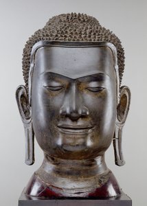 Głowa Buddy, kultura Ayutthaya, styl U Thong (brąz)