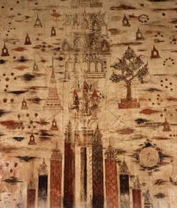 Mural przedstawiający górę Meru, 1734 (malowanie na kamieniu)