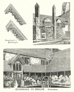 Przytułki w Ewelme, Oxfordshire (grawerowanie) autorstwa Sidney Heath