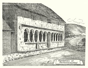 Przytułki w Mortonhampstead (grawerowanie) autorstwa Sidney Heath