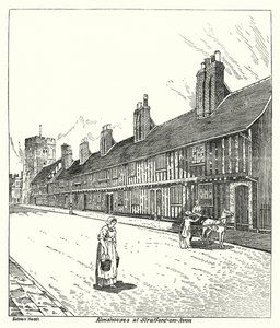 Przytułki w Stratford-on-Avon (grawerowanie) autorstwa Sidney Heath