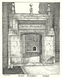 Szpital Jezusa, Rothwell (grawerowanie) autorstwa Sidney Heath