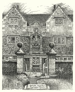 North Side, Hungerford Almshouses, Corsham (grawerowanie) autorstwa Sidney Heath