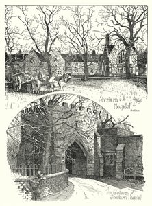 Szpital Sherburn, Durham (grawerowanie) autorstwa Sidney Heath