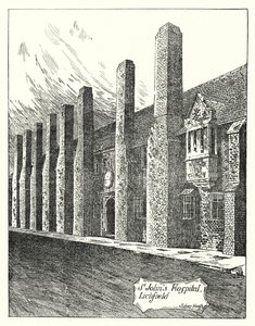 Szpital św. Jana, Lichfield (grawerowanie) autorstwa Sidney Heath