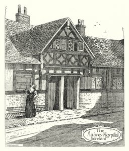 Szpital Aubrey, Hereford (grawerowanie) autorstwa Sidney Heath