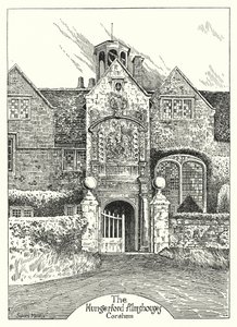Domy przytułków Hungerford, Corsham (grawerowanie) autorstwa Sidney Heath