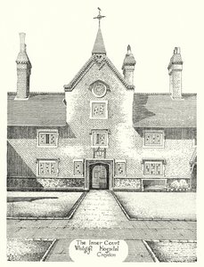 Dziedziniec Wewnętrzny, Szpital Whitgift, Croydon (grawerowanie) autorstwa Sidney Heath
