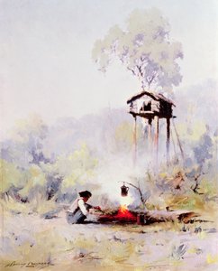 Ognisko (olej na płótnie) autorstwa Sidney Laurence