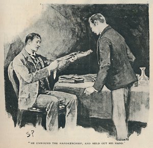 Odwinął chusteczkę i wyciągnął rękę, 1892 autorstwa Sidney Paget