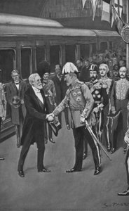 Król Edward witający prezydenta Loubeta, 6 lipca 1903 r. autorstwa Sidney Paget