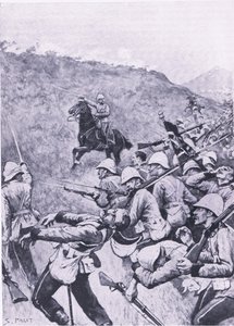 Langs Nek, 28 stycznia 1881 (1. wojna burska), ilustracja z brytyjskich bitew na lądzie i morzu, 1915 autorstwa Sidney Paget