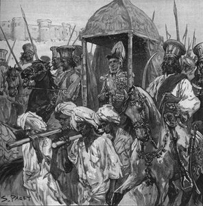 Napier, w pełnym mundurze, został urodzony w Hyderabadzie we wspaniałym palankinie, 1902 autorstwa Sidney Paget
